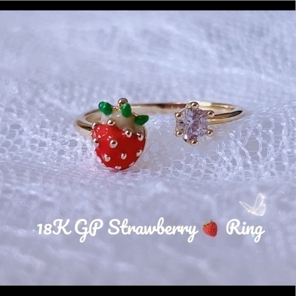 - 18K Gp Red strawberry Ring